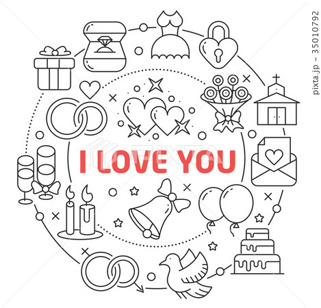 I love You Linear illustration 35010792