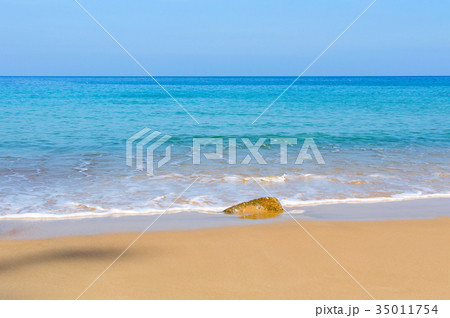 Soft Wave Of Blue Ocean On Sandy Beach 35011754