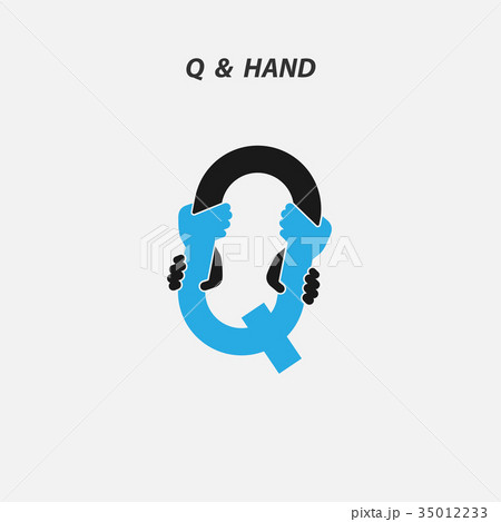 Q - Letter abstract icon & hands logo design  35012233