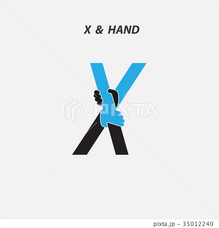X - Letter abstract icon & hands logo design 35012240