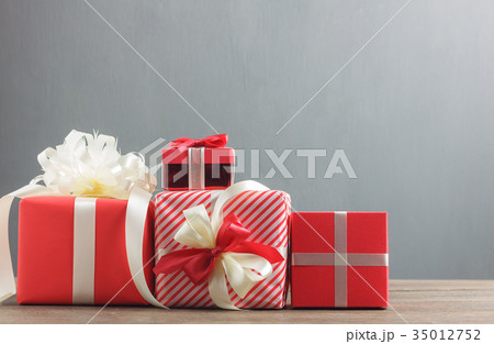 Variety red gift Merry Christmas box concept. 35012752