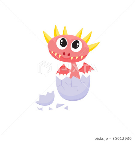 vector flat dragon baby hatching from egg vector flat dragon baby hatching from egg 35012930