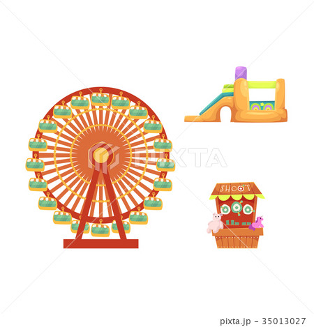 vector amusement park objects icon set vector amusement park objects icon set 35013027