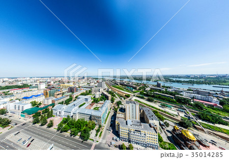 Aerial city view with crossroads and roads, houses Aerial city view with crossroads and roads, houses 35014285