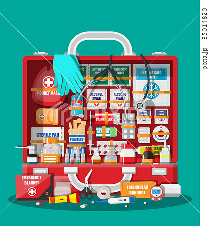 First aid kit with medical equipment First aid kit with medical equipment 35014820