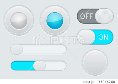 Gray and blue interface elements - button, slider 35016260