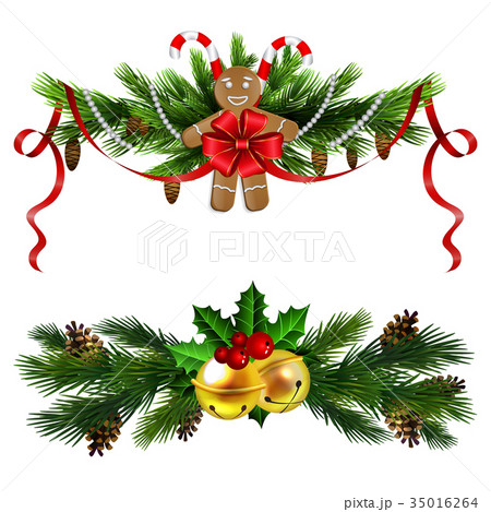 Christmas decoration evergreen trees and bell Christmas decoration evergreen trees and bell 35016264
