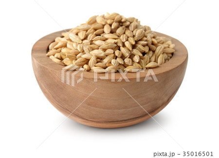 Wooden bowl of barley grains Wooden bowl of barley grains 35016501