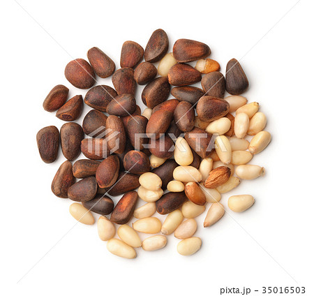 Top view of pine nuts Top view of pine nuts 35016503