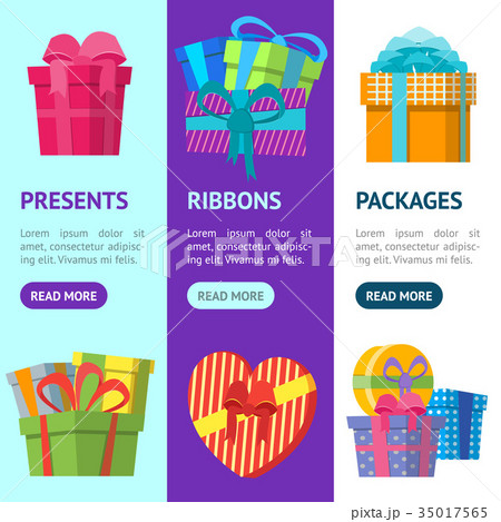 Cartoon Color Gift Boxes Banner Vecrtical Set Cartoon Color Gift Boxes Banner Vecrtical Set 35017565