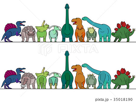 恐竜のボーダー カラーのイラスト素材