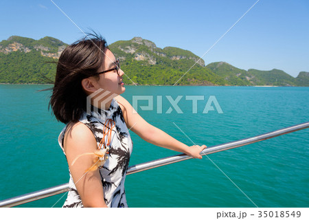 Young woman on the boat 35018549
