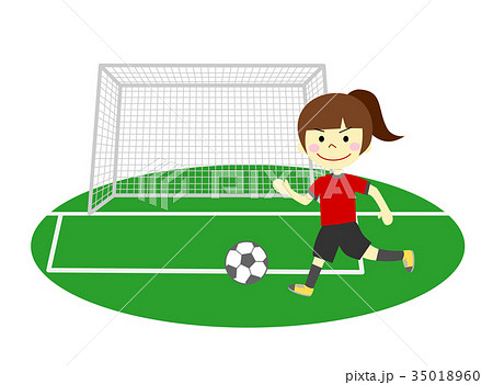 サッカー 女の子のイラスト素材