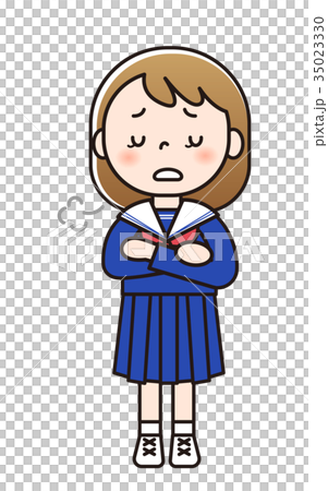 女子中学生 ため息のイラスト素材