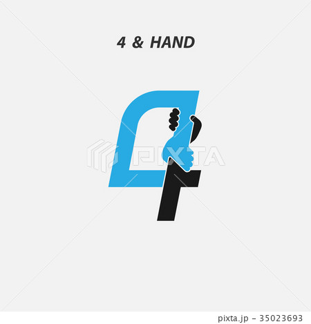 Creative 4- Number icon abstract and hands icon  35023693