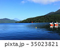 真夏の芦ノ湖と富士山 35023821