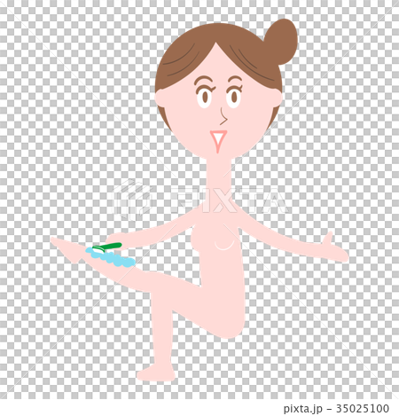 すね毛を剃る女性 35025100