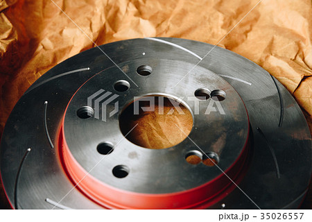 Disc brake it's a part of car use for stop the car Disc brake it's a part of car use for stop the car 35026557
