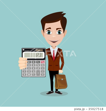 Cartoon businessman or accountant is showing Cartoon businessman or accountant is showing 35027518