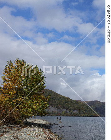 紅葉 十和田湖畔 風景 ニジマス釣り解禁 紅葉 十和田湖畔 風景 ニジマス釣り解禁 35029965