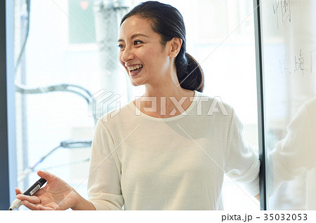 語学学校　講師　中国語を教える女性 35032053