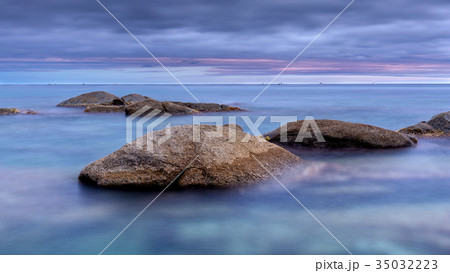 Beautiful sunrise in a bay in Costa Brava, Spain Beautiful sunrise in a bay in Costa Brava, Spain 35032223