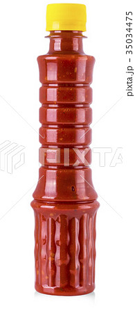 Bottle of Chili Sauce On White Background. Bottle of Chili Sauce On White Background. 35034475