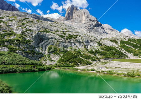 Glacial lake bottom view Lago di Fedaia, Dolomites Glacial lake bottom view Lago di Fedaia, Dolomites 35034788