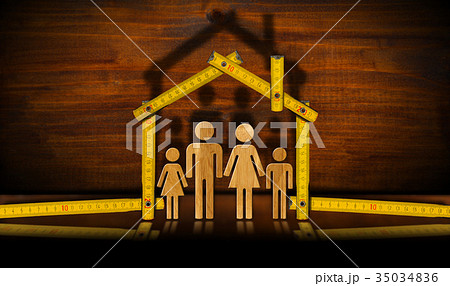 Wooden Folding Ruler with Family - House Project 35034836
