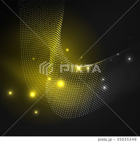 3D illuminated wave of glowing particles 35035349