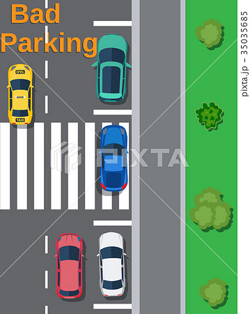 City parking lot with different cars. 35035685