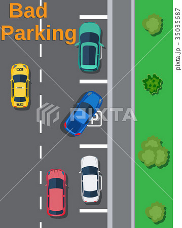 City parking lot with different cars. 35035687