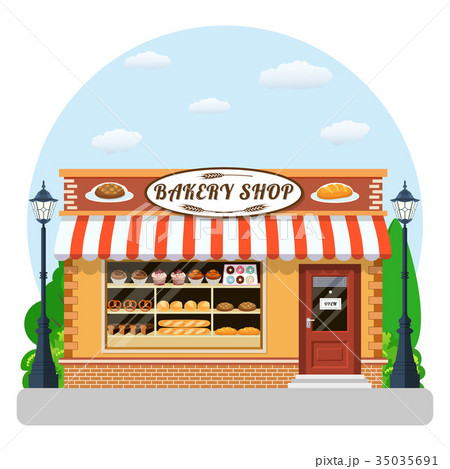 Bakery shop front veiw flat icon. 35035691