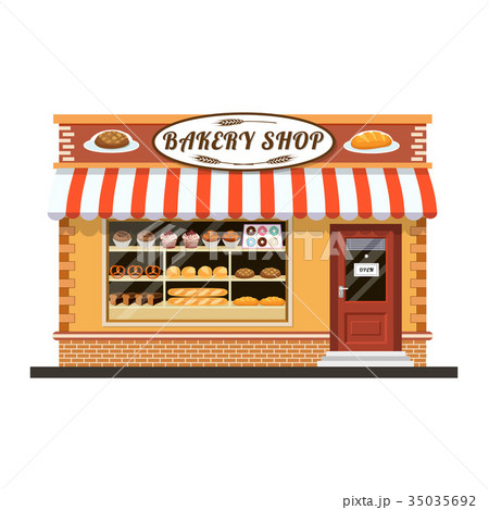 Bakery shop front veiw flat icon. 35035692
