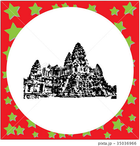 black 8-bit Angkor Wat vector illustration 35036966