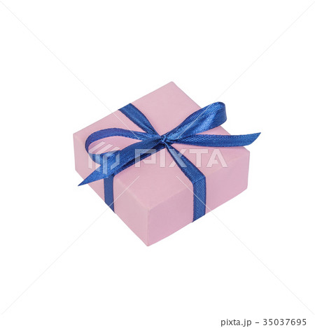 Pink gift box with ribbon bow isolated Pink gift box with ribbon bow isolated 35037695