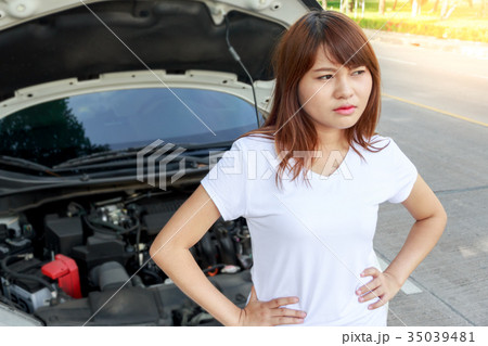 Closeup portrait, Stressed woman looking for help 35039481