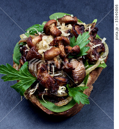 Crostini with Mushrooms Chanterelles Crostini with Mushrooms Chanterelles 35040866