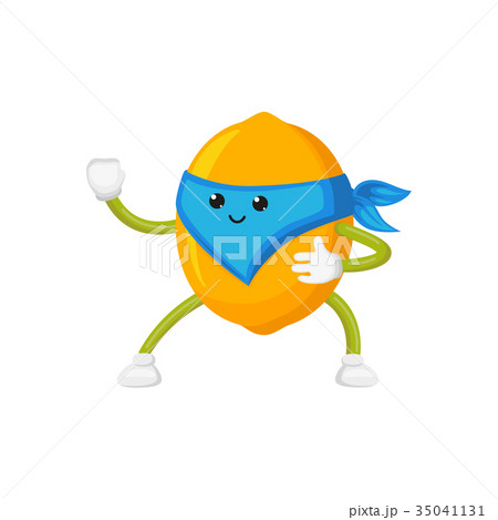 vector flat lemon ninja character in mask 35041131