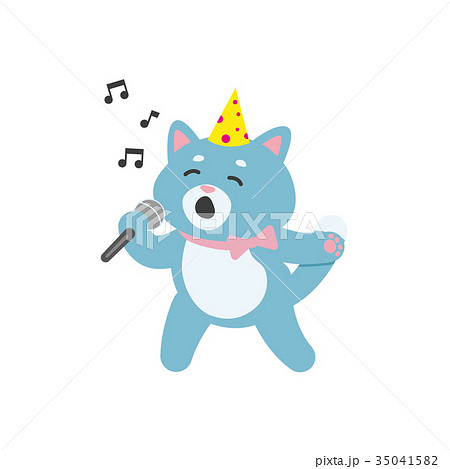 vector flat cat character singing in microphone 35041582