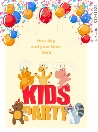 Birthday party poster with cute animals having fun 35041629