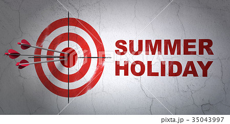 Tourism concept: target and Summer Holiday on wall 35043997