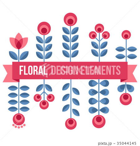 Set of design elements - retro flowers Set of design elements - retro flowers 35044145