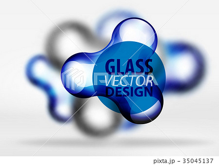 Vector digital 3d space bubble, glass and metallic 35045137