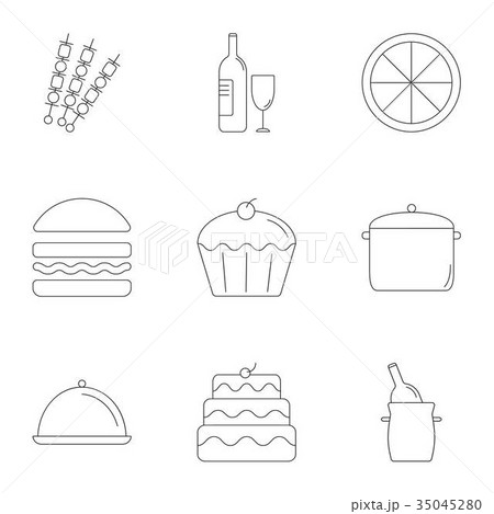 Food icons set, outline style Food icons set, outline style 35045280