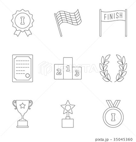 Rewarding icons set, outline style 35045360
