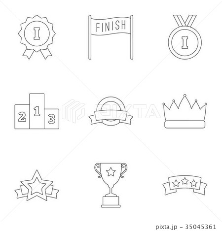 Prize award icons set, outline style Prize award icons set, outline style 35045361