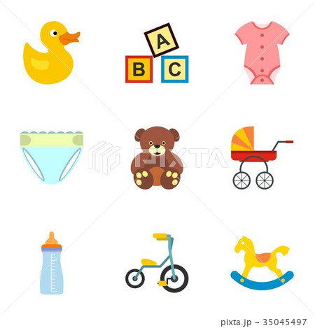 Child icons set, flat style Child icons set, flat style 35045497