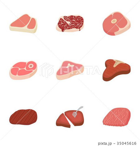 Veal icons set, cartoon style 35045616