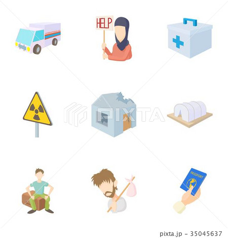 Left country icons set, cartoon style 35045637
